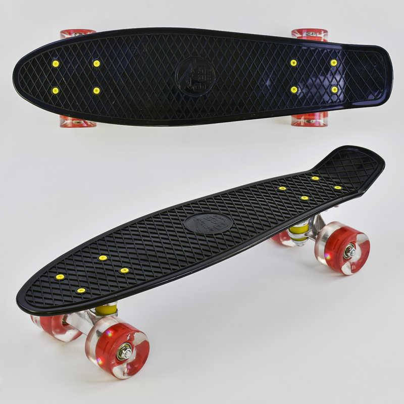 

Скейт Пенни борд Best Board, ЧЁРНЫЙ, СВЕТ, доска=55см, колёса PU d=6см, Черный
