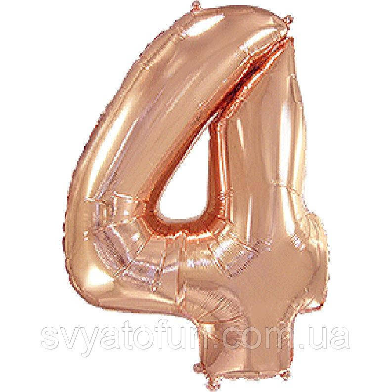 

Фольгированный шар цифра 4 розовое золото Flexmetal