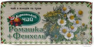 

КАРПАТСКИЙ ЧАЙ 20 пак РОМАШКА + Фенхель *36 (шт) в ящике