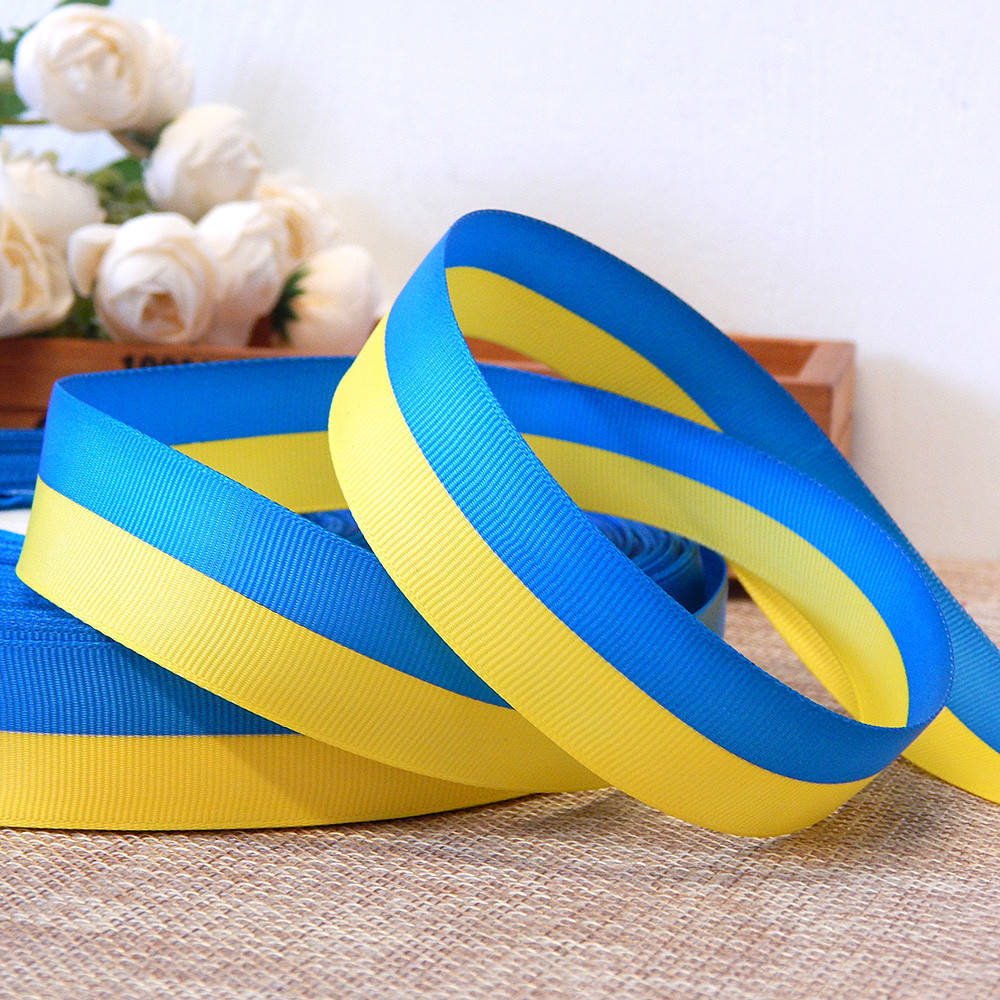 

Лента репсовая 2.5 см, флаг Украины, желто-голубая