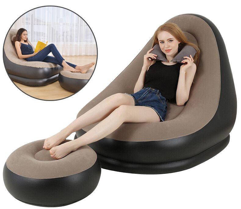 

Надувной диван AIR SOFA | Надувное велюровое кресло с пуфиком Коричневый, Серый