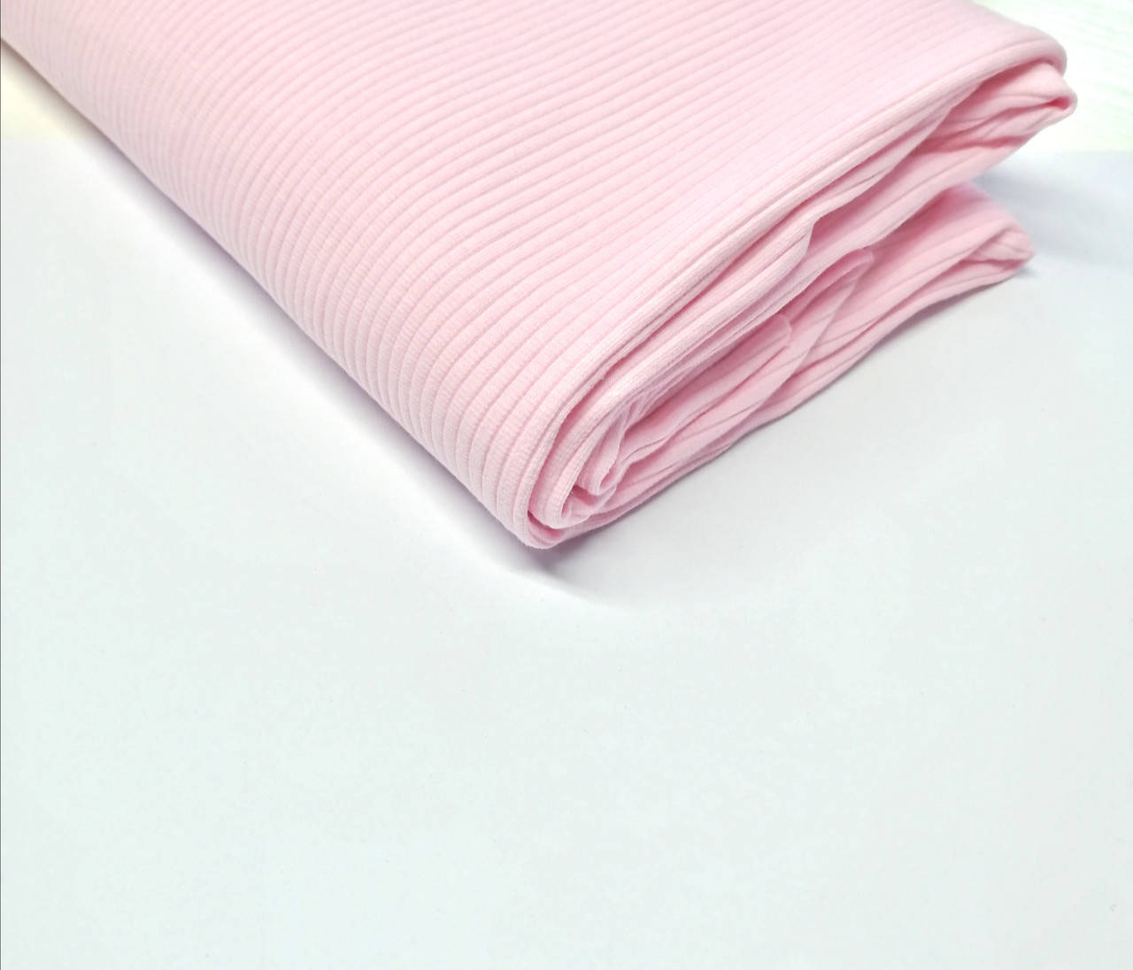 

Трикотаж рубчик лапша Светло розовый