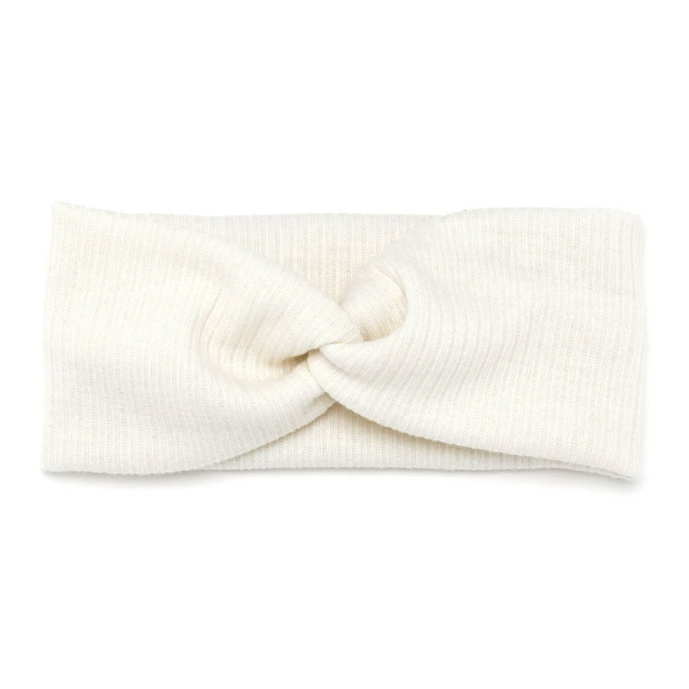 

Повязка-чалма на голову в рубчик с ангоровой ткани молочная