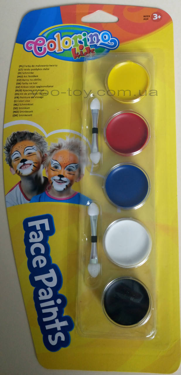 

Краски для лица, аквагрим 5 цветов детская косметика Colorino