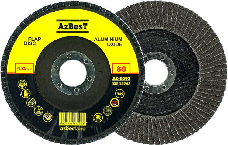 

Круг пелюстковий 125мм P080, Т29 (Конус) AzBesT (1/10)