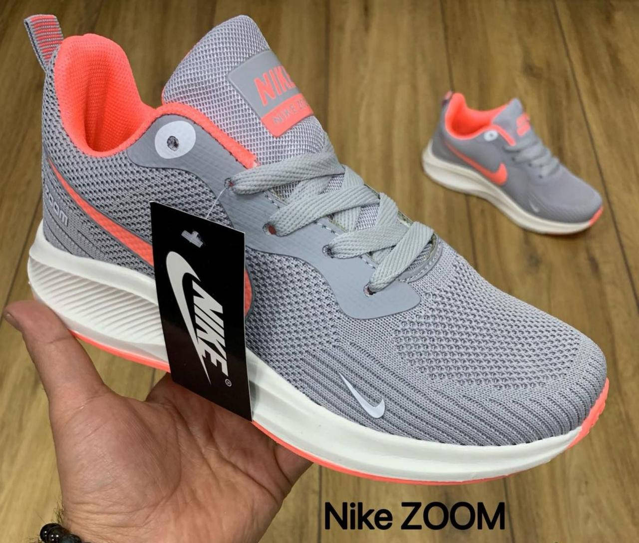

Женские кроссовки Nike Zoom текстильные ткань/сетка серые с розовым р 36-41, Серый