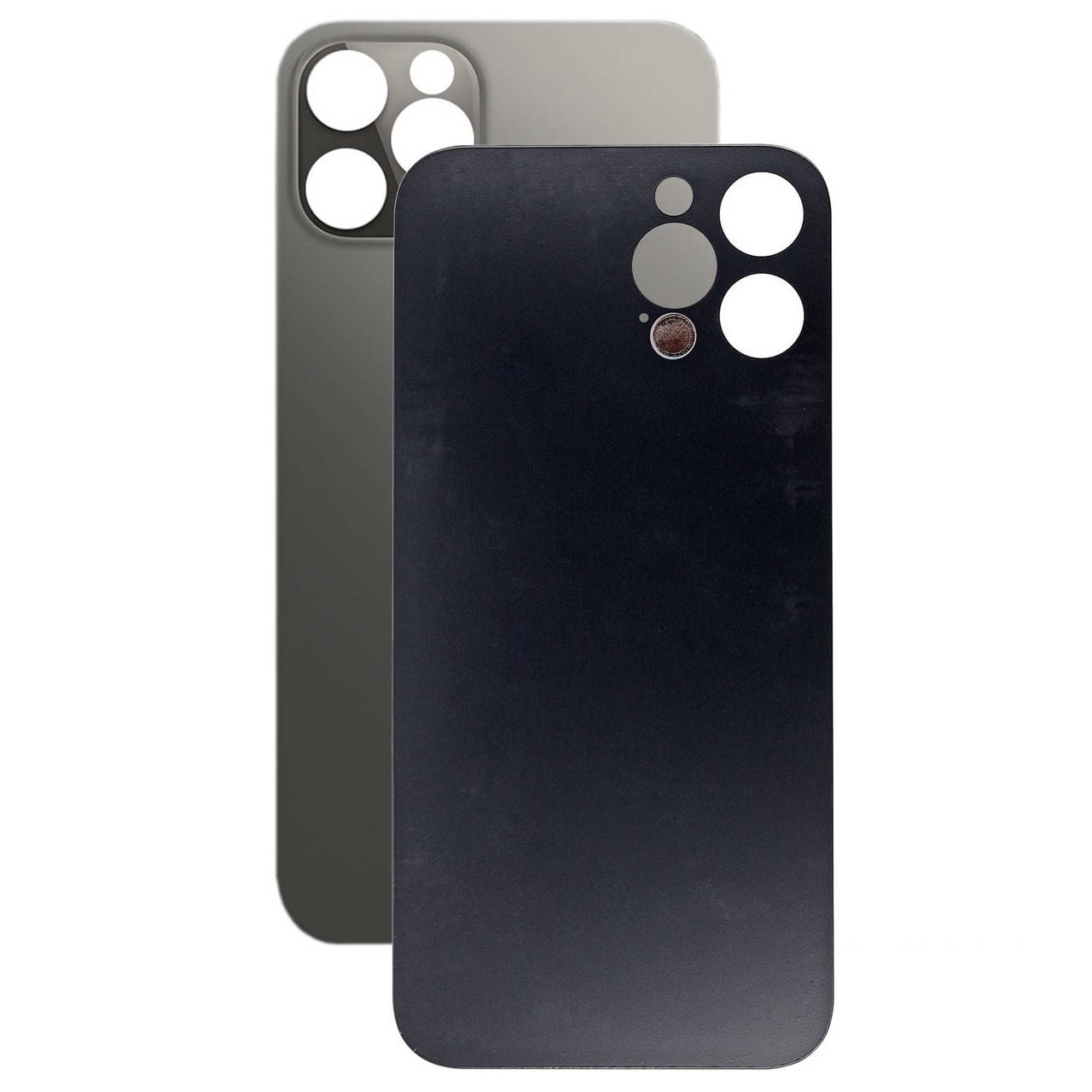 

Крышка корпуса iPhone 12 Pro Max черная с большим вырезом под камеру, Черный