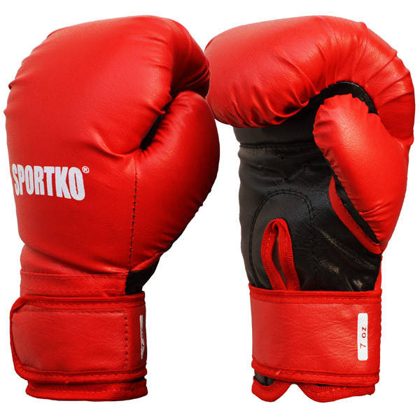 

Детские боксерские перчатки SPORTKO арт. ПД2-7-OZ (унций) красный
