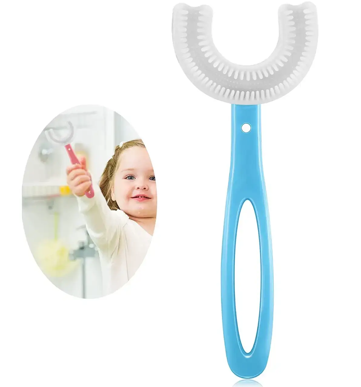 

Детская U-образная зубная щетка капа 2-12 лет на 360 градусов