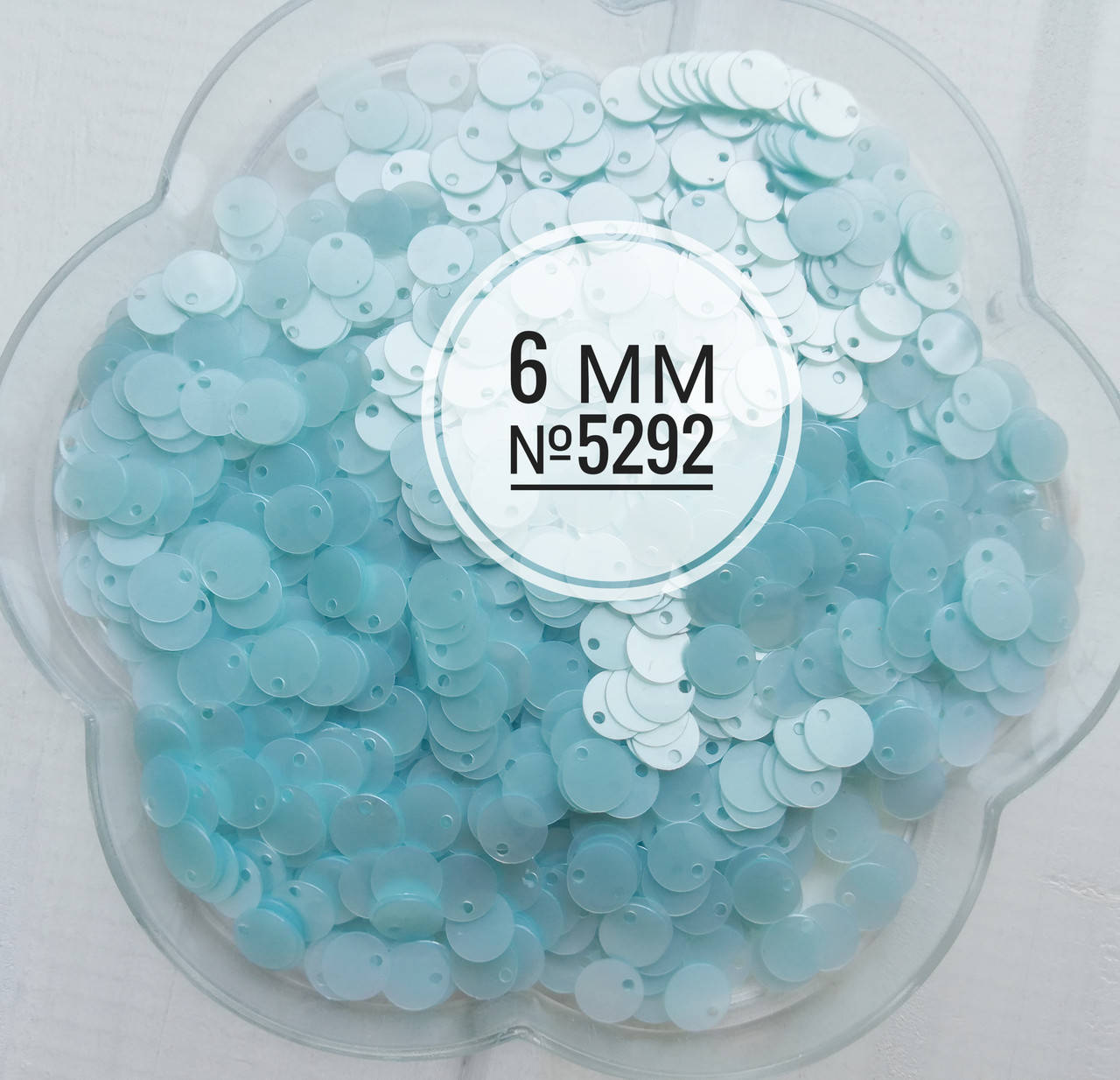 

Паєтки 6 мм з отвором збоку 5 г Light Baby Blue Індія