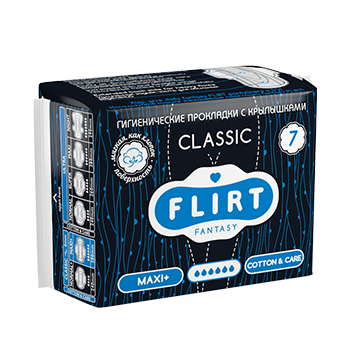 

Гигиенические прокладки для критических дней fantasy Flirt Cotton & Care Classic Maxi+ 7 шт