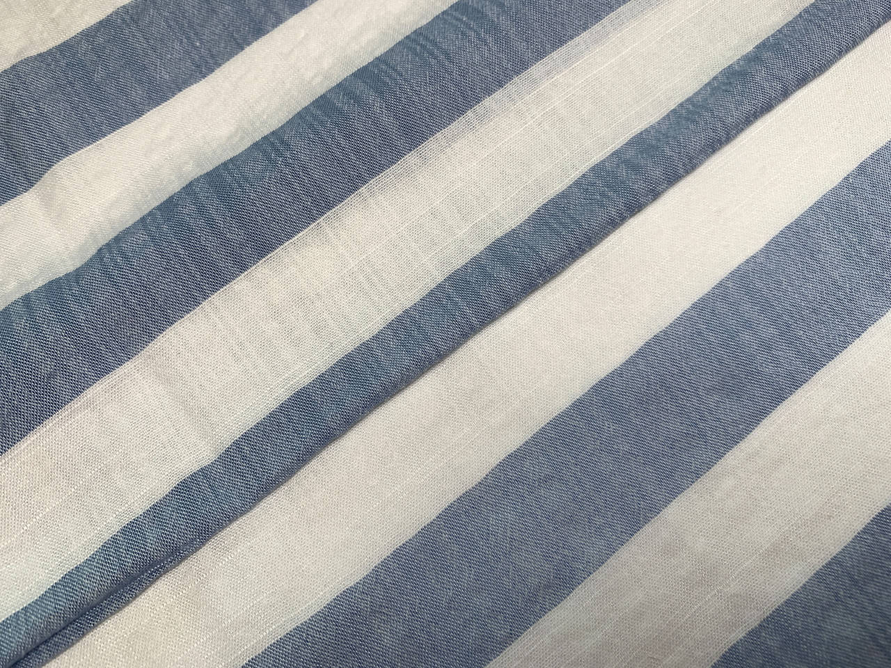 

Коттон штапель полоска 25 мм, молочный с голубым, Голубой