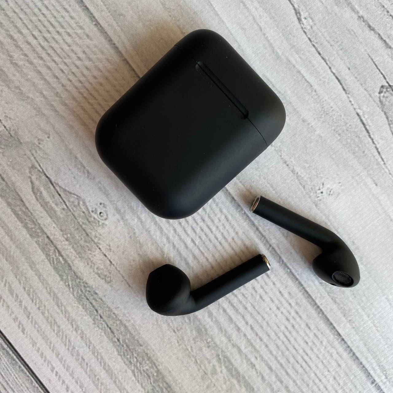 

I12 tws Беспроводные наушники блютуз inpods 12 в черном цвете сенсорные с микрофоном, Черный