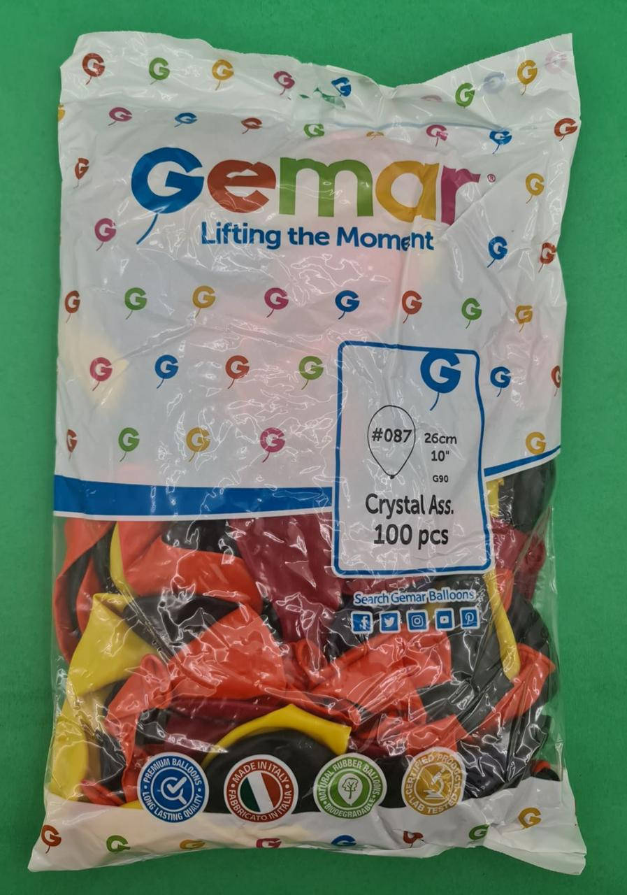 

Шарики воздушные кристалл ассорти 10" (25 см) 100 шт (1 пачка)