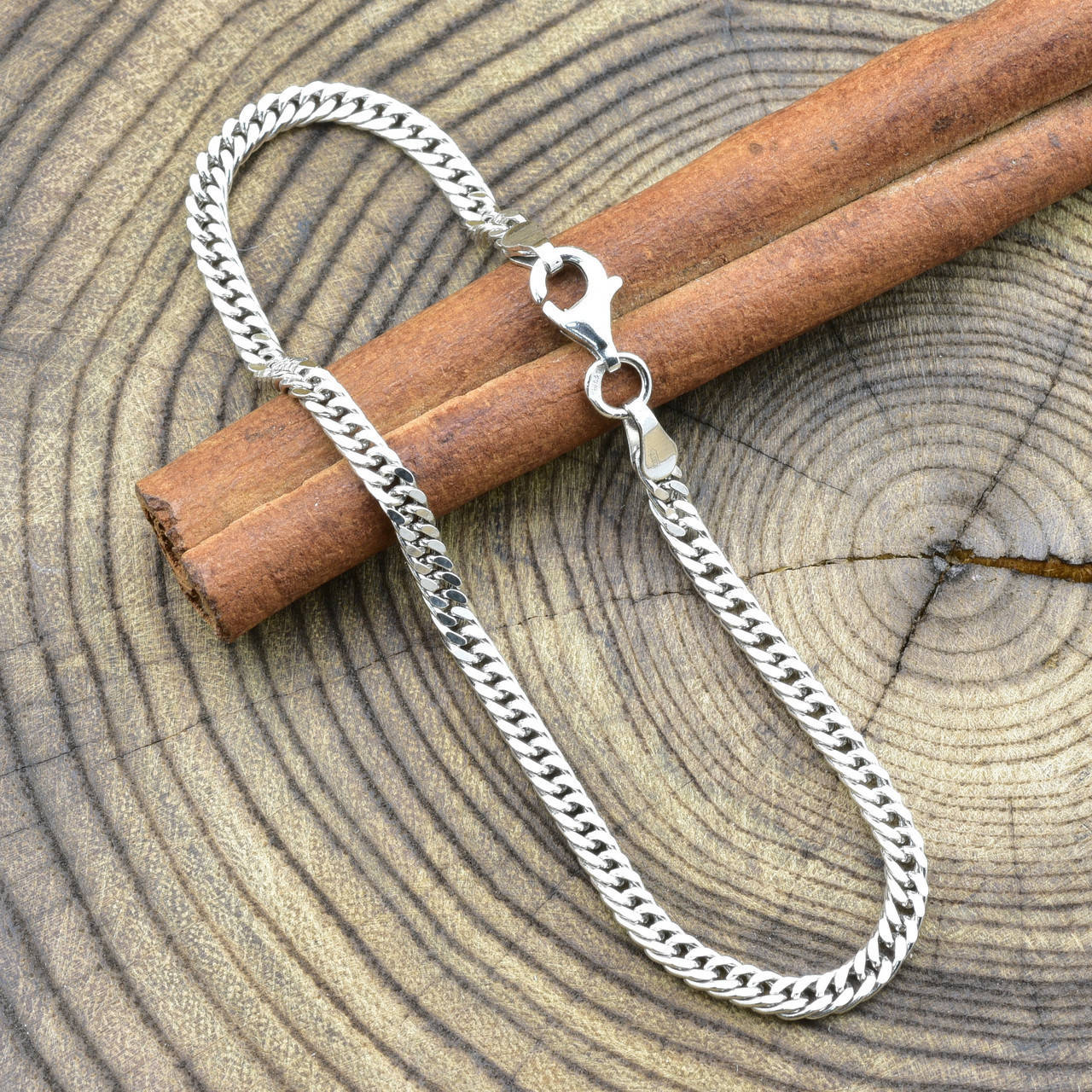 

Серебряный браслет родированный Панцирный двойной ширина 3 мм длина 18