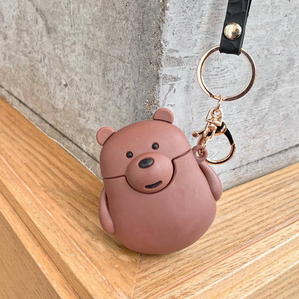 

Чехол для наушников Apple AirPods Alitek Коричневый Мишка + держатель с карабином