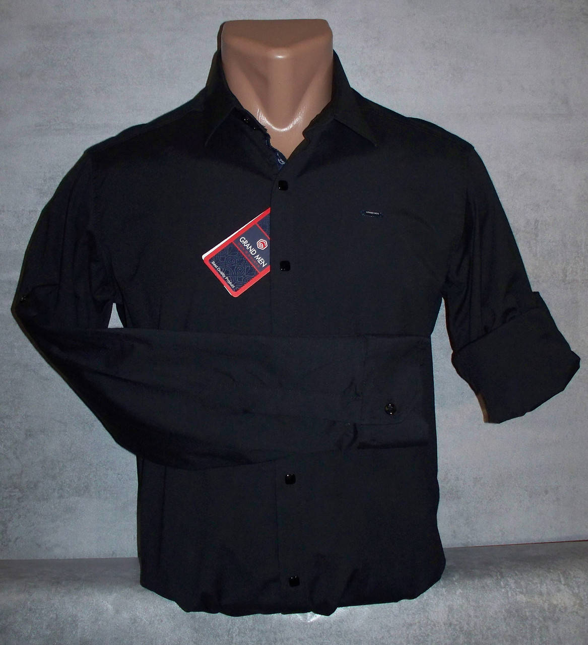 

Рубашка мужская трансформер приталенная для юниоров XS, S, L Турция L, Черный