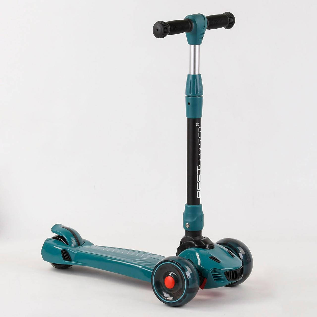 

Самокат трехколесный Best Scooter MAXI CR-84305 бирюзовый складной руль светящиеся колеса
