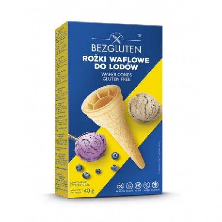 

Вафельные рожки для мороженого без глютена Bezgluten 40г (12шт.)