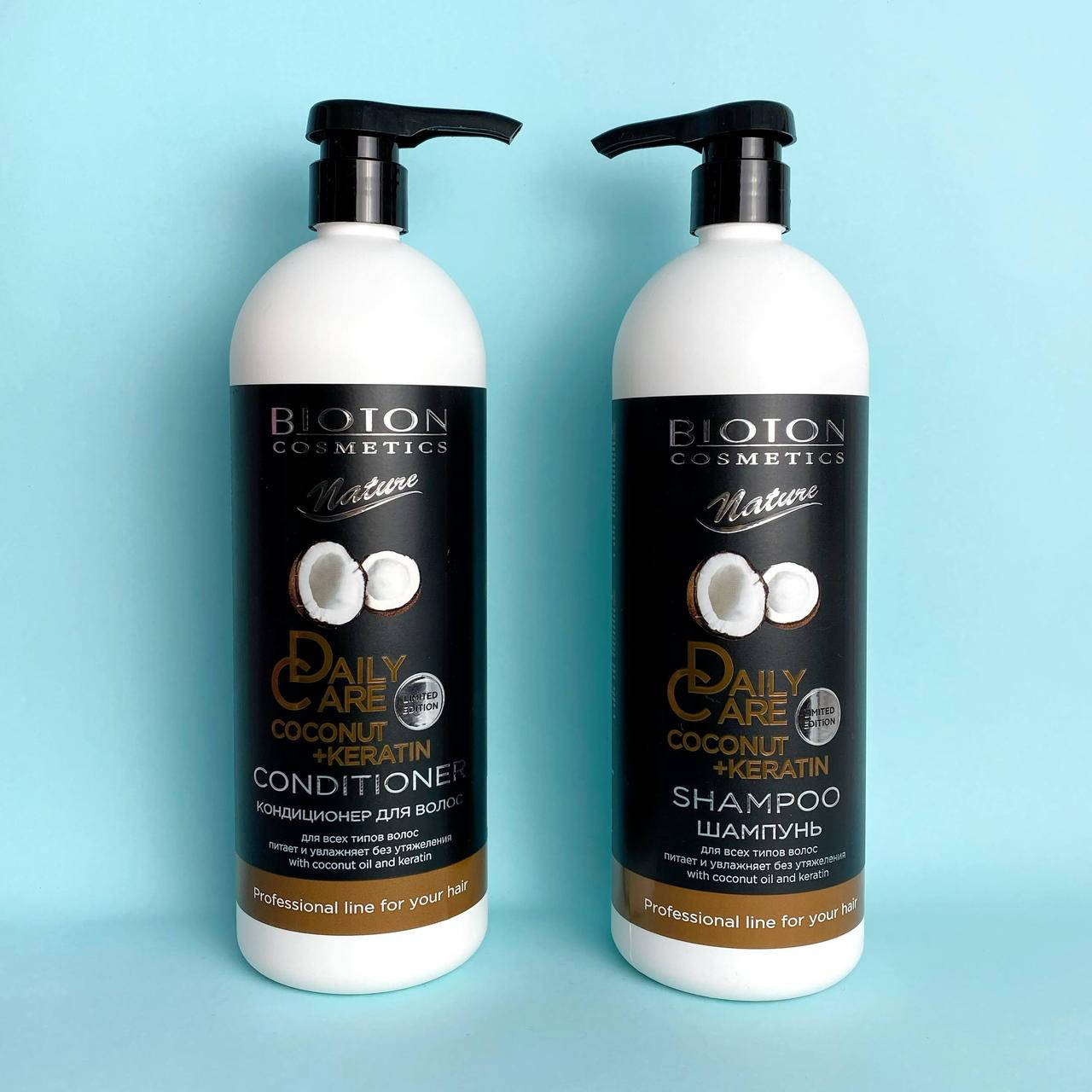 

Набор: шампунь + бальзам с кератином и кокосовым маслом Bioton Cosmetics Nature Professional