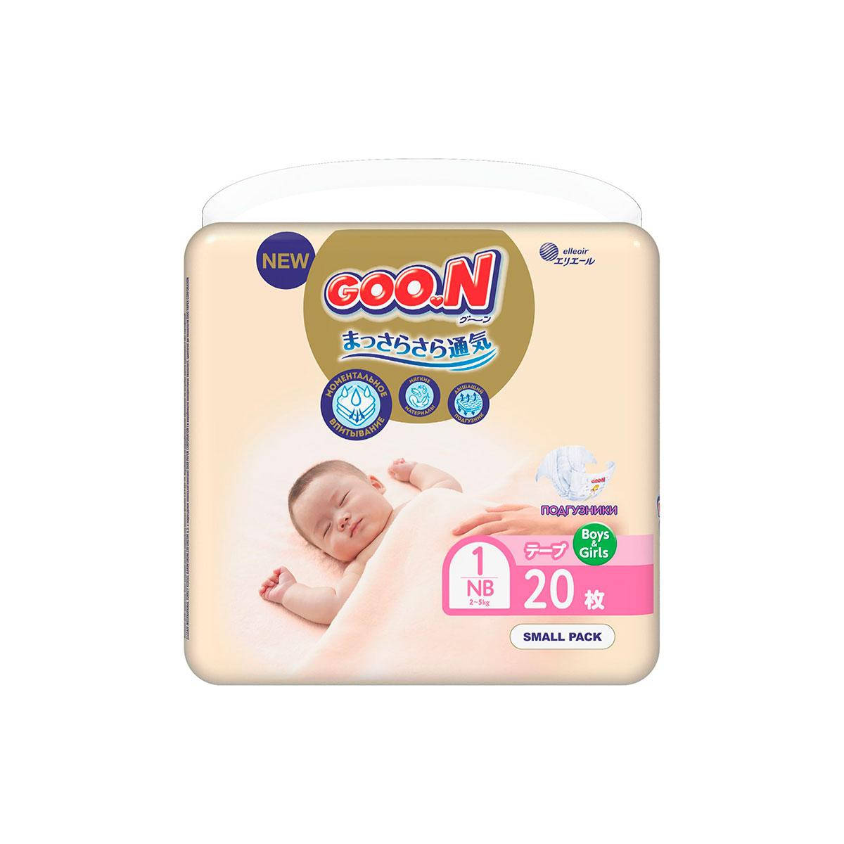 

Подгузники Goo.N Premium Soft для новорожденных (SS, до 5 кг, 20 шт) 863220