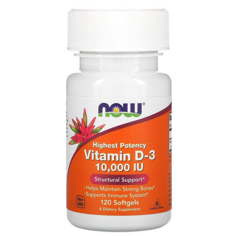 

Now Foods, высокоактивный витамин D-3, 10 000 МЕ, 120 капсул