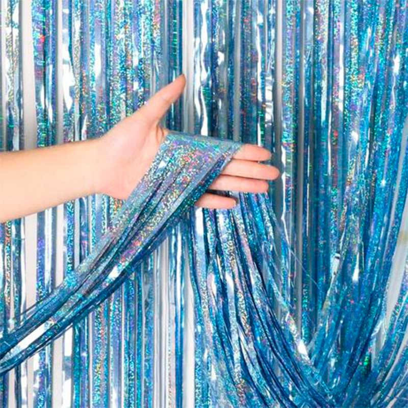 

Шторка из дождика голубая голограмма 2*1м 52030