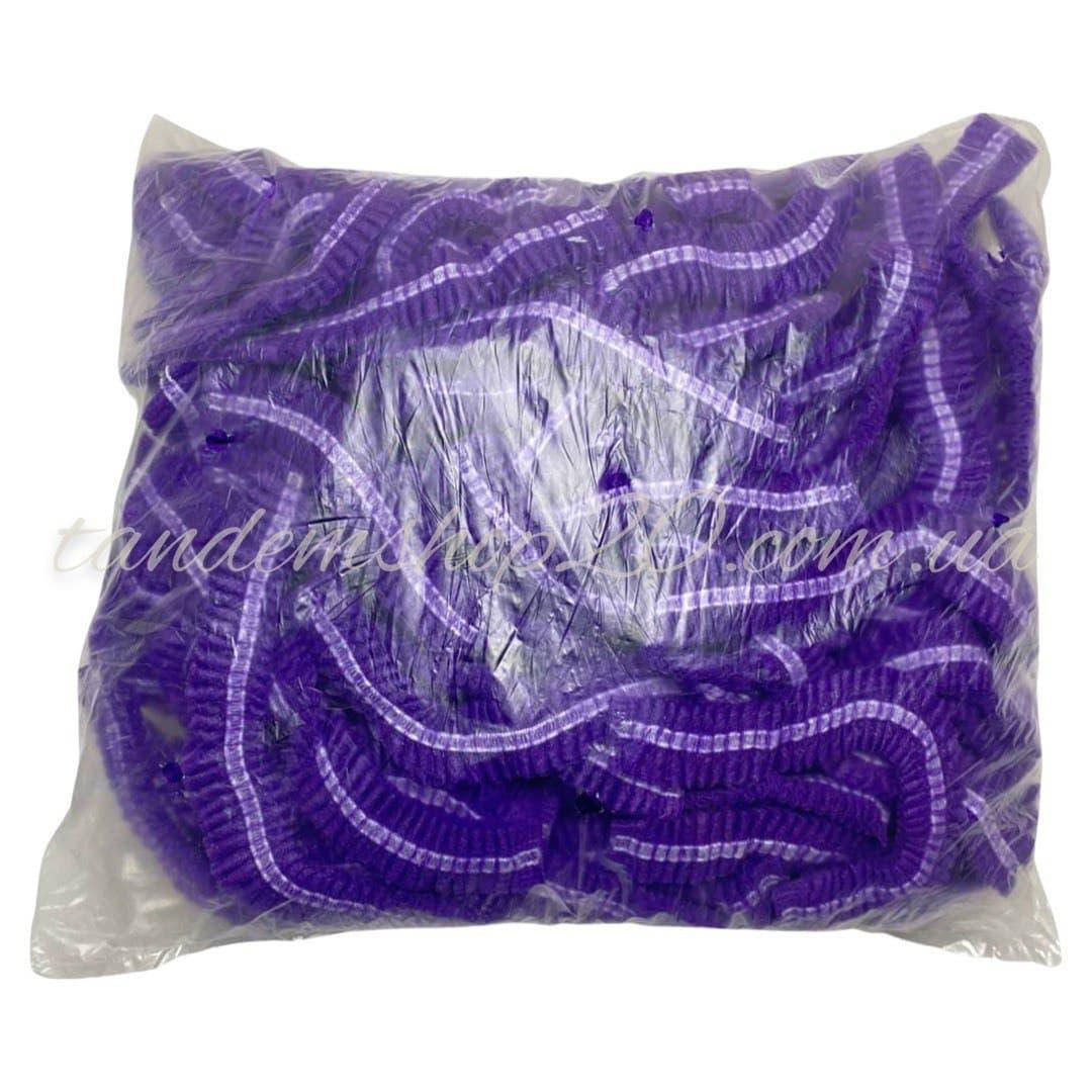 

Шапочка одноразовая на двойной резинке для процедур 100шт фиолетовая, Фиолетовый