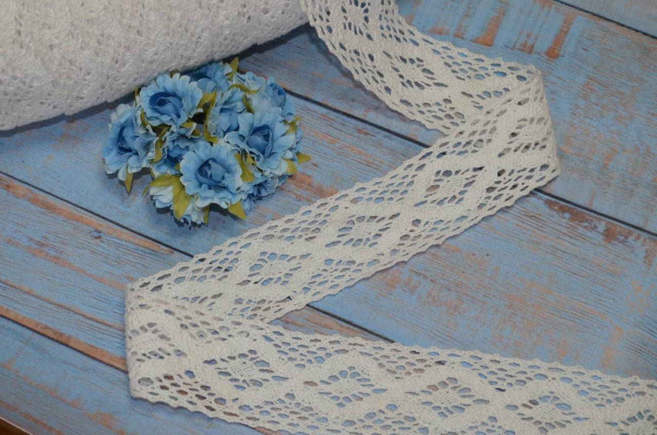 

Кружево 4 см белое натуральное хлопковое, Белый