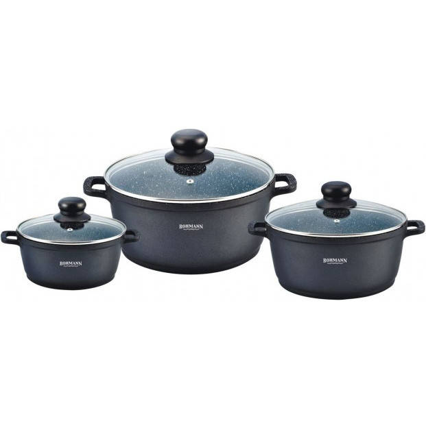 

Набор кастрюль 6 пр Bohmann BH-6006-MRB, Черный
