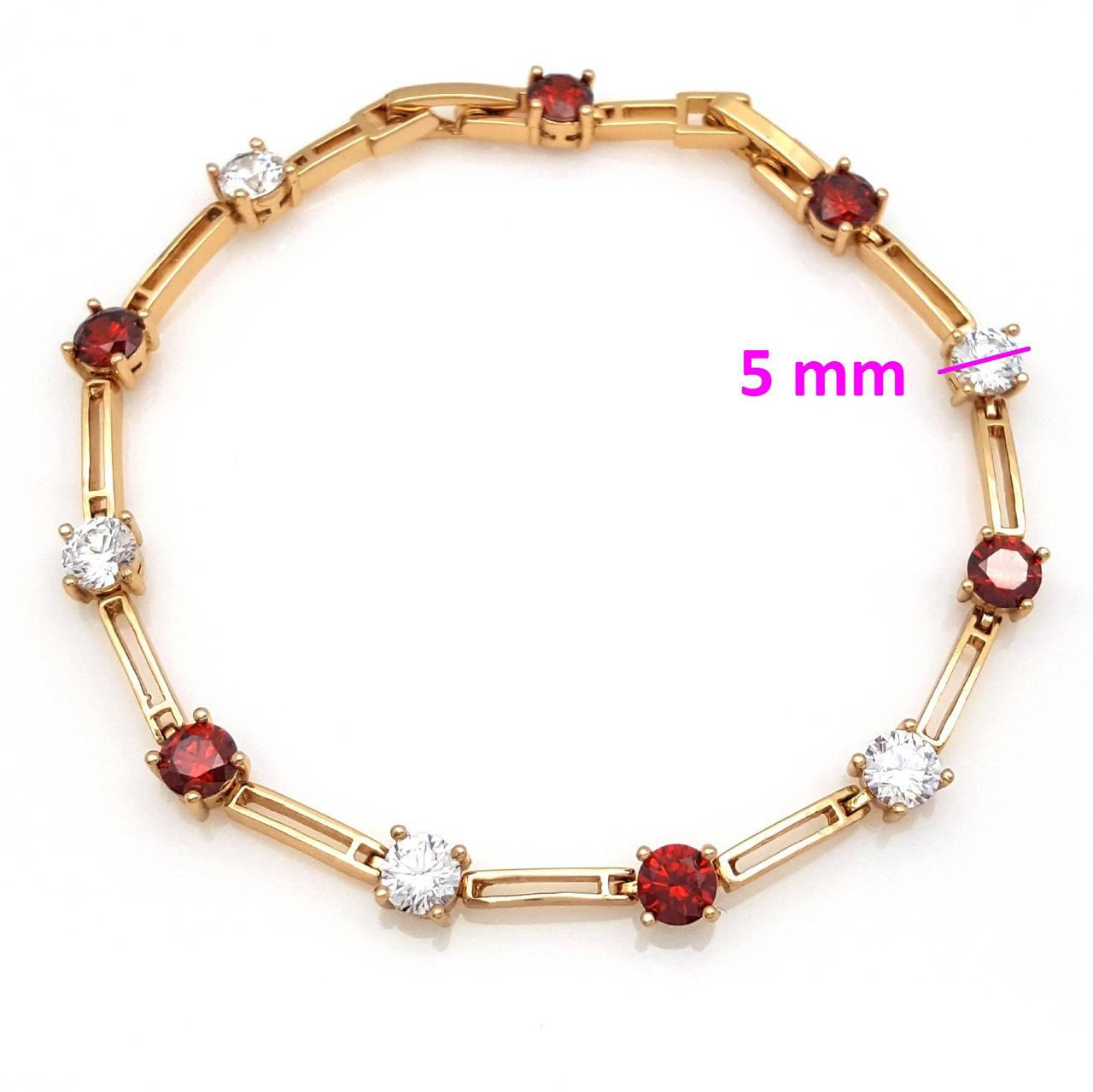 

Браслет позолоченный, Дорожка с красным цирконием, p. 18, р. 20,5, 18К
