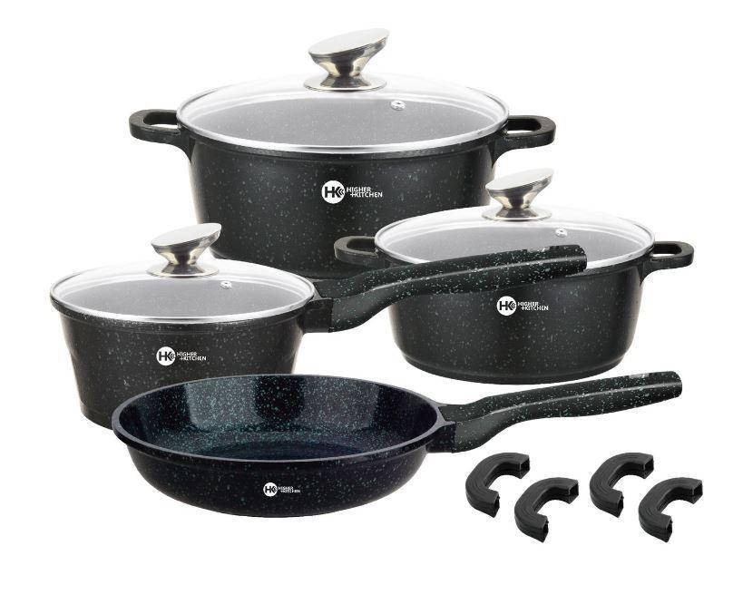 

Набор посуды гранитный круглый Higher+Kitchen HK-307 Черный (7 предметов)