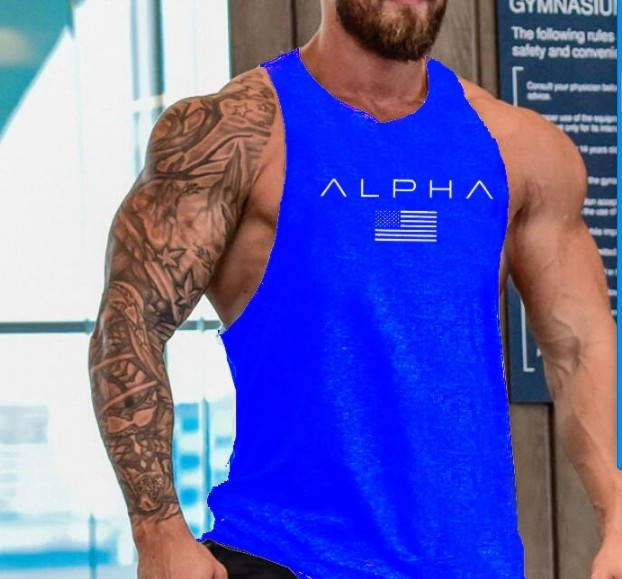 

Синяя майка с надписью ALPHA лот 4071 XL, Синий