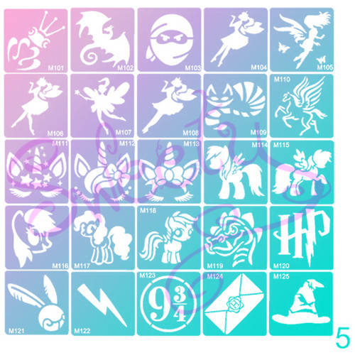 

Трафареты клеевые 25шт для Блеск и Био тату 5х5см