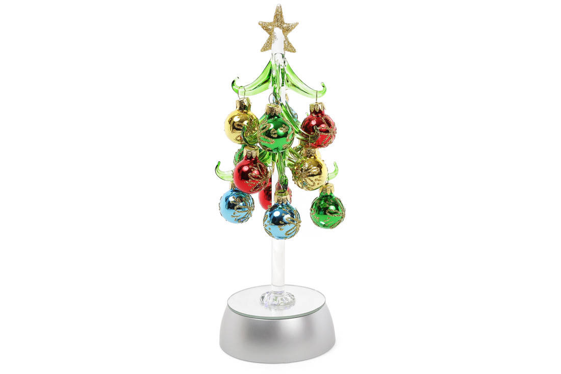 

Елка стеклянная 25см с LED-подсветкой на батарейках (3хАА) NY28-479