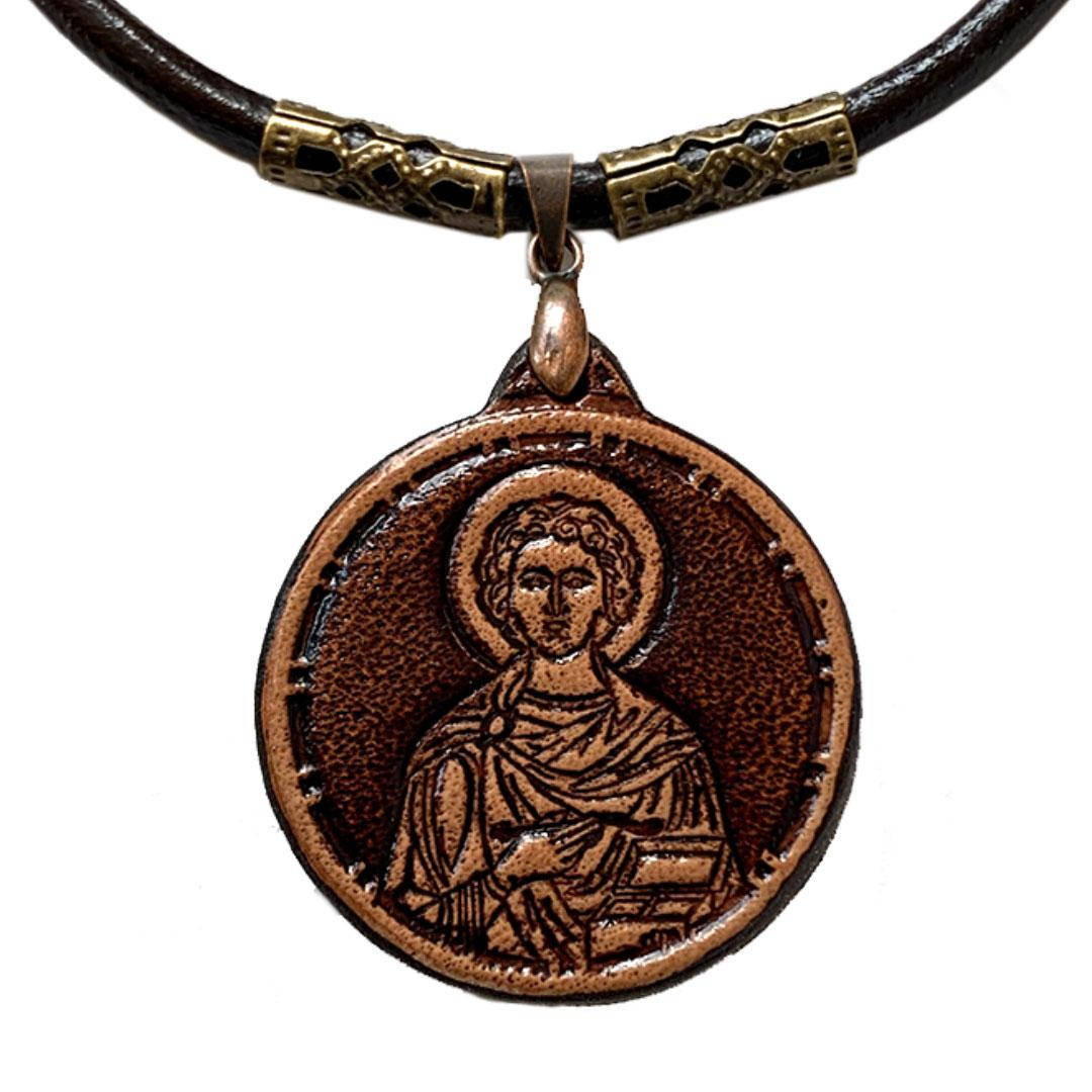 

Пантелеймон святой целитель Ладанка нательная из Кожи (30х30х3мм)