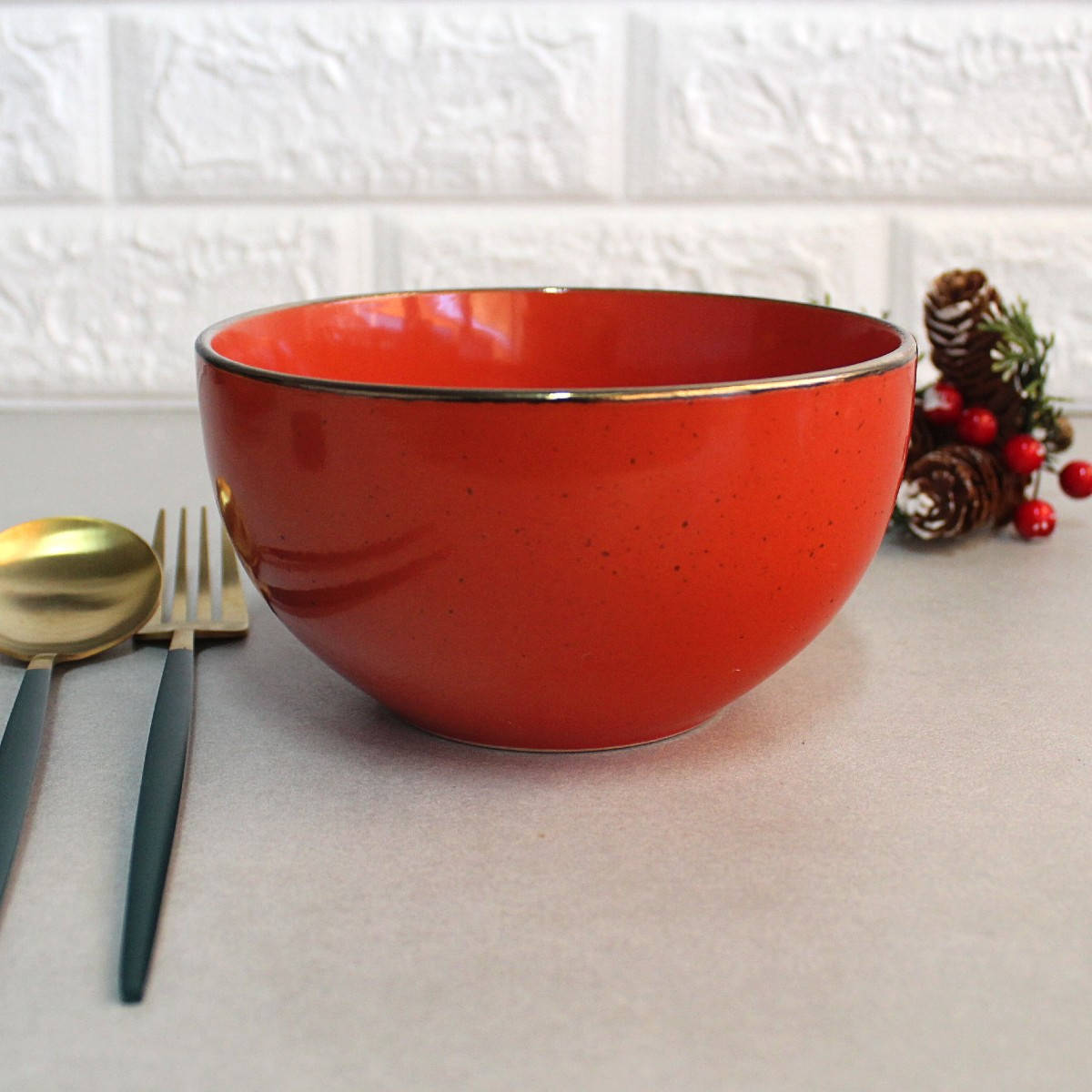 

Салатник оранжевый керамический глубокий 14 см Ardesto Bagheria Warm apricot