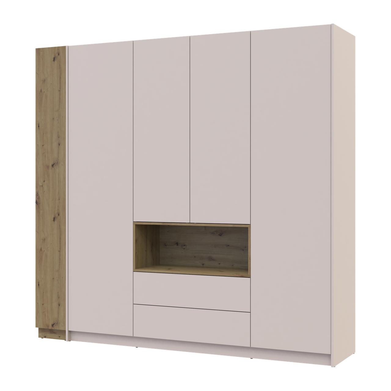 Шафа для одягу з нішею та етажеркою Doros Дейл Кашемір/Дуб Артізан 4 ДСП 234х52х220 (42005159)