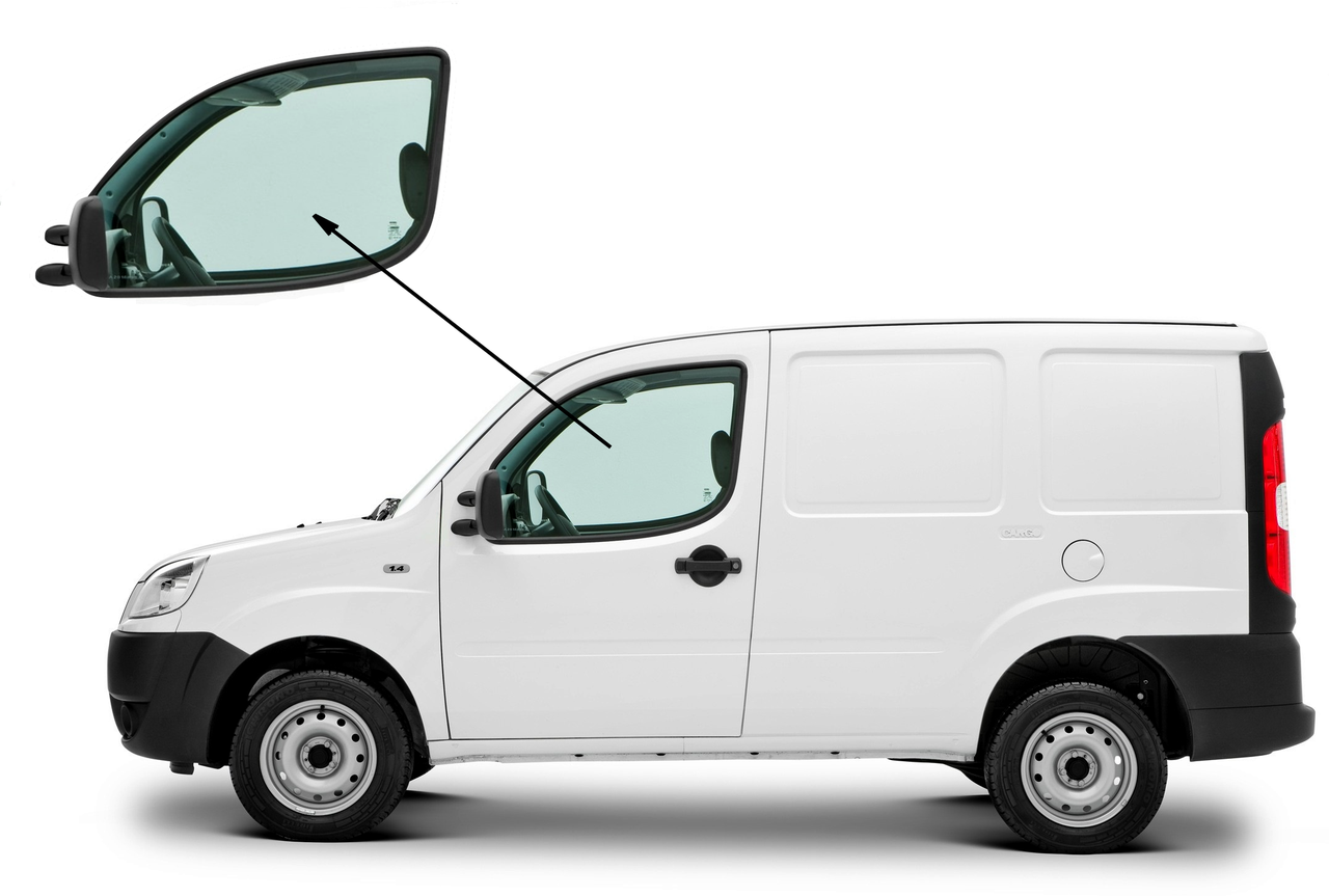 

Боковое стекло Fiat Doblo 2000-2010 переднее опускное левое
