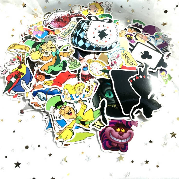 

Набор виниловых наклеек стикеров Стикерпак Алиса в стране чудес стикербомбинг на авто ноутбук стену 70 шт, Разные цвета