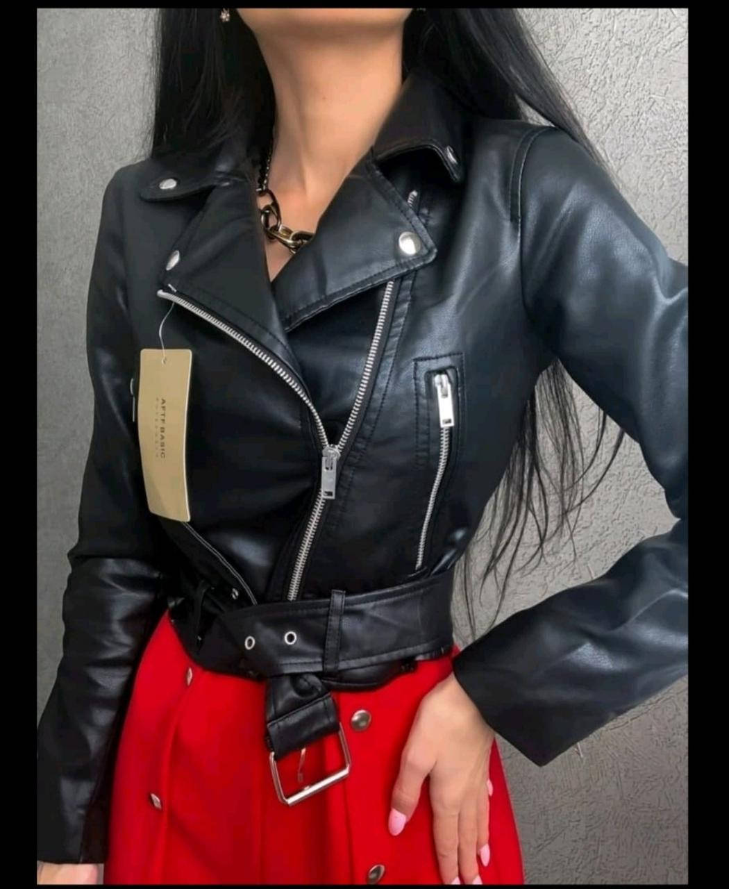 

Куртка женская косуха экокожа короткая. Хит весна 2022.Размеры S, M,L,XL., Черный