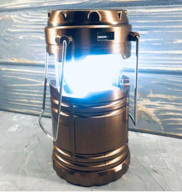 

Кемпинговый светодиодный фонарь 8 LED USB на солнечных батареях G85 золотой, Белый