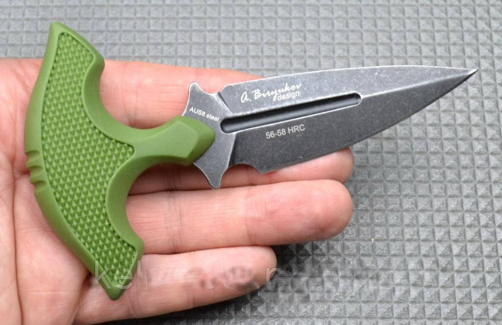 

Нож тычок пуш даггер Cobra кобра + чехол рукоять зеленая прорезиненная, качественный нож тычковый, Зелёный