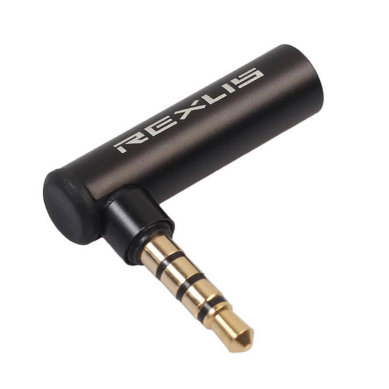 

Аудио переходник 3.5 мм 4 pin угловой для гарнитур - наушников REXUS A3, Черный