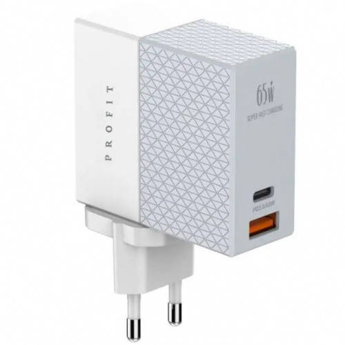 

Мережевий Зарядний Пристрій Profit A2620C PD QC USB-C + USB-A 65W (Білий), Белый