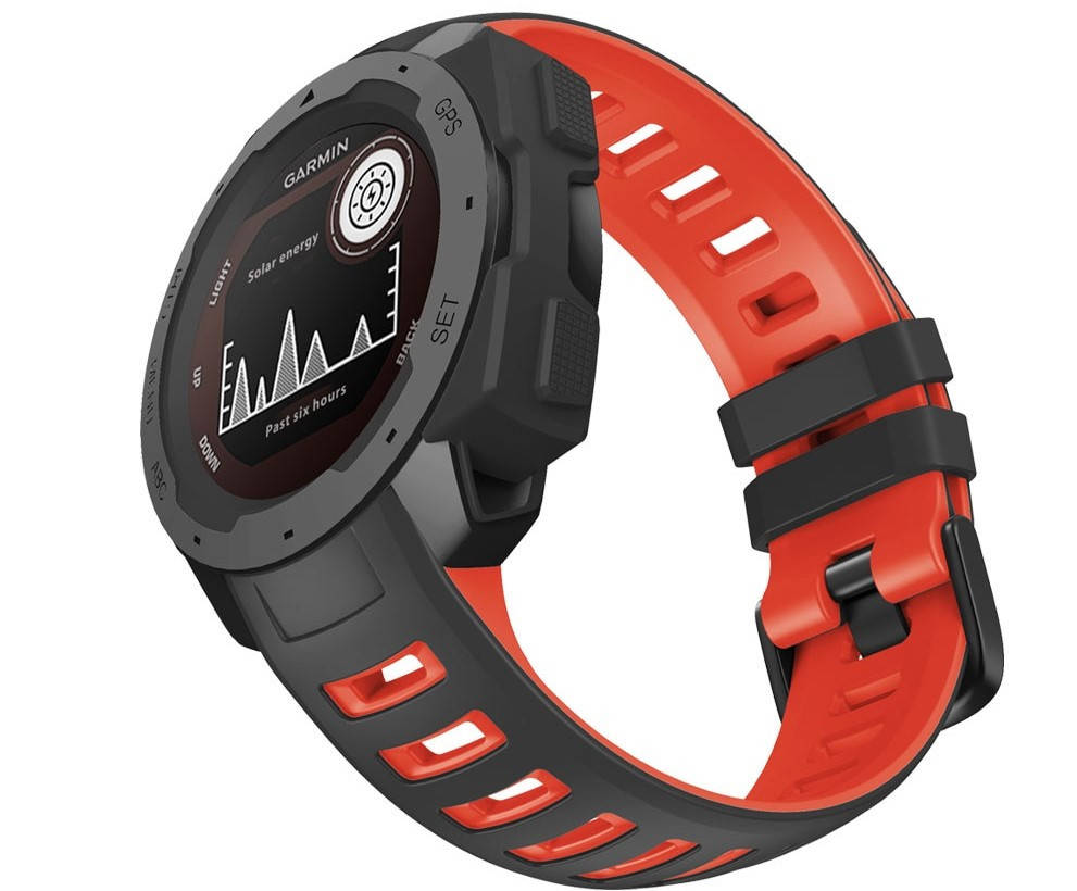 

Cменный ремешок для наручных часов Garmin Instinct Tide/Esports/Solar/Tactical Черный с красным