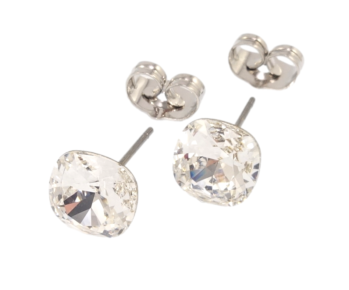 

Серьги Xuping Родий с кр-ми Swarovski гвоздики (пусеты) "Кристаллы Clear" 8х8мм