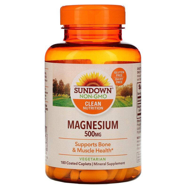 

Sundown Naturals, Магний, 500 мг, 180 капсуловидных таблеток в оболочке