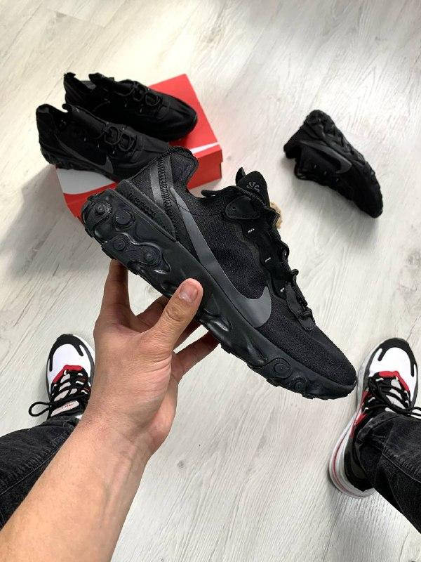 

Кроссовки мужские Nike React Element 55 (черные) 43, Черный