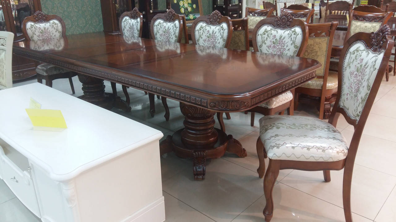 

Большой обеденный стол в классическом стиле DM-718 Olberg Ext, цвет орех 3500